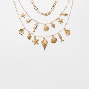 Stradivarius Σετ 2 Κολιέ Βυθός Χρυσαφί Os