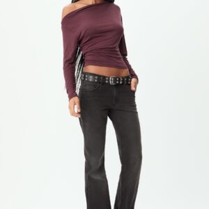 Stradivarius Μπλούζα Με Ασύμμετρο Λαιμό Γκρενά S