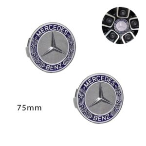 Σετ Διακοσμητικά Καπάκια Κέντρου Ζαντών Mercedes 2τμχ 75mm Μαύρα