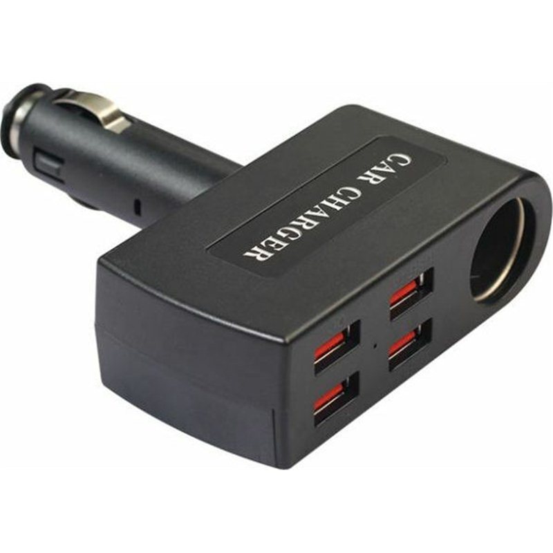 Andowl Φορτιστής Αυτοκινήτου Μαύρος Συνολικής Έντασης 2.4A με Θύρες: 4xUSB 1xΑναπτήρα