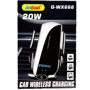 Andowl Βάση Κινητού Αυτοκινήτου με Ρυθμιζόμενα Άγκιστρα και Ασύρματη Φόρτιση Μαύρη