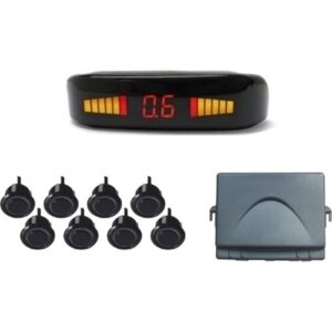 Σύστημα Παρκαρίσματος Αυτοκινήτου με Οθόνη και 8 Αισθητήρες σε Μαύρο Χρώμα