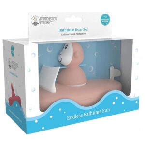 Matchstick Monkey Bathtime Boat Set Κωδ. 24122 Εκπαιδευτικό Παιχνίδι Μπάνιου με Καραβάκι & Κινούμενη Φιγούρα 12m+ Dusty Pink 1 Τεμάχιο