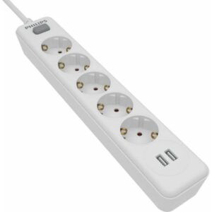 Πολύπριζο Philips SPN3052W/GRS με 5 Θέσεις και 2 USB σε Προσφορά