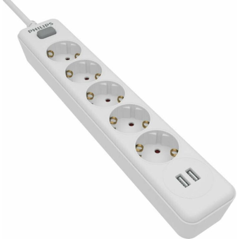 Πολύπριζο Philips SPN3052W/GRS με 5 Θέσεις και 2 USB σε Προσφορά