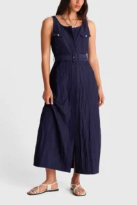 ALE γυναικείο midi φόρεμα με τοπ σε Denim Blue με 50% έκπτωση