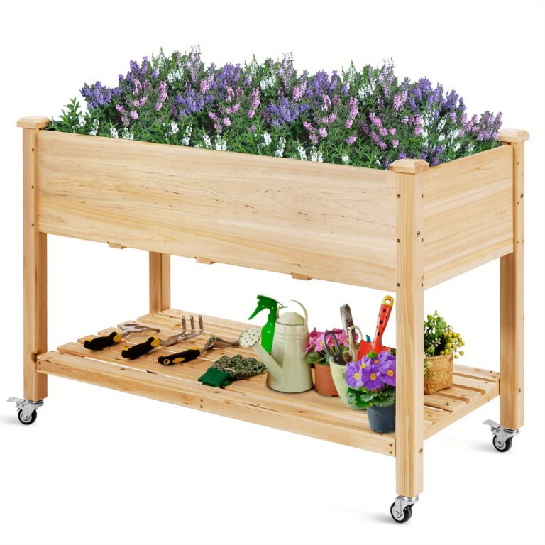 GIANTEX Raised Garden Bed με Ρόδες και Ράφι, Έκπτωση 68%