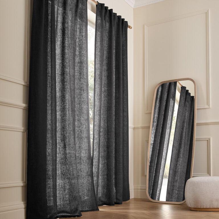 Χοντρή λινή κουρτίνα Cedal 140×320 cm με κρυφές θηλιές