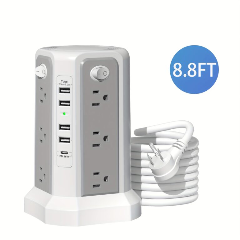 TEMU Πολύπριζο Πύργος με 5 USB, Προστασία 1800J για Γραφείο
