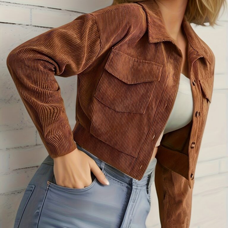TEMU Flap Pocket Corduroy Jacket με Έκπτωση 90%