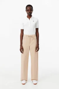 Lacoste γυναικείο τζιν παντελόνι πεντάτσεπο Wide Leg – HF0206-00 Μπεζ – 82,50 € | Notos.gr