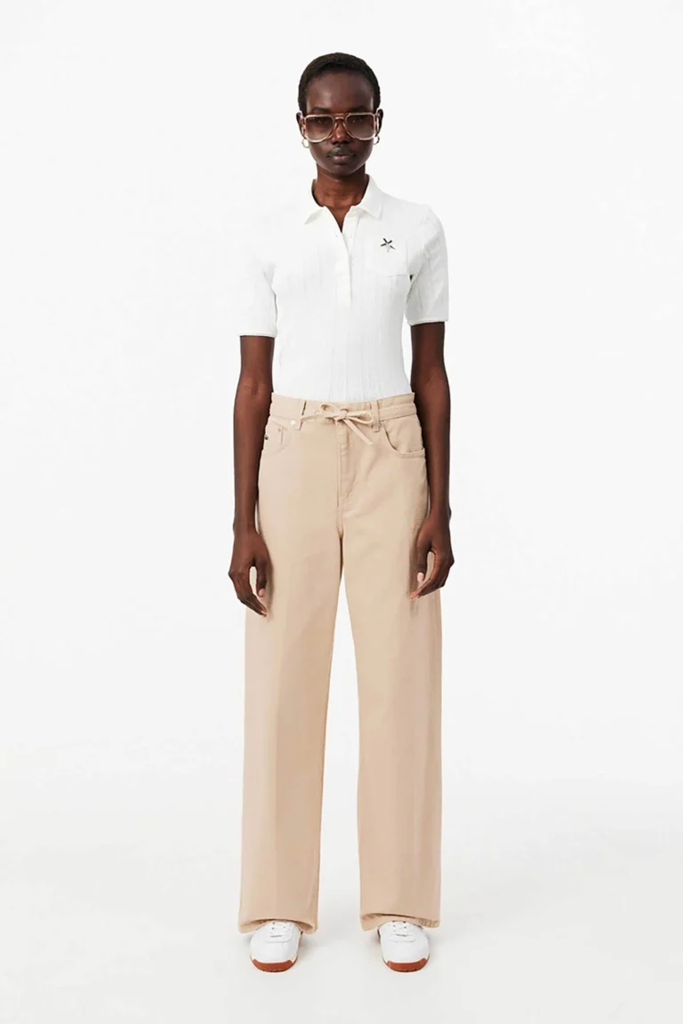 Lacoste γυναικείο τζιν παντελόνι πεντάτσεπο Wide Leg – HF0206-00 Μπεζ – 82,50 € | Notos.gr