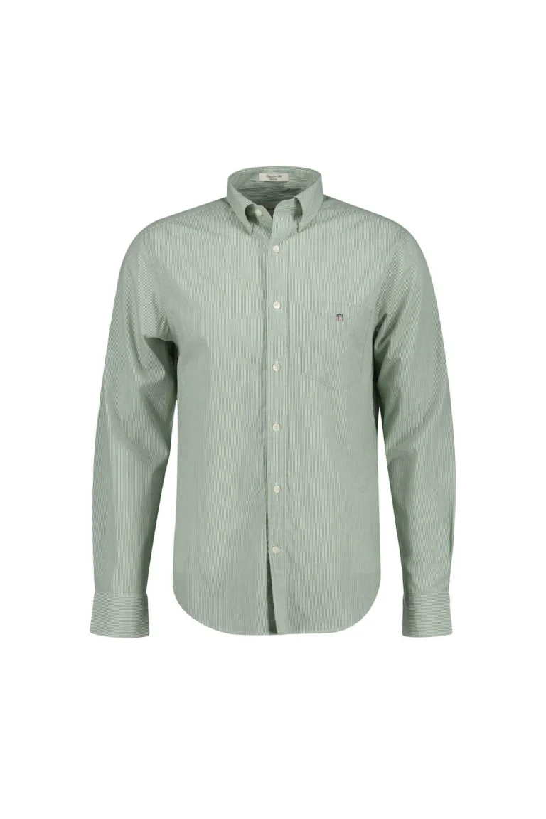 Gant ανδρικό πουκάμισο button down με ψιλό ριγέ σχέδιο και τσέπη με κεντημένο λογότυπο Regular Fit – 3000140 Πράσινο – 52,50 € | Notos.gr