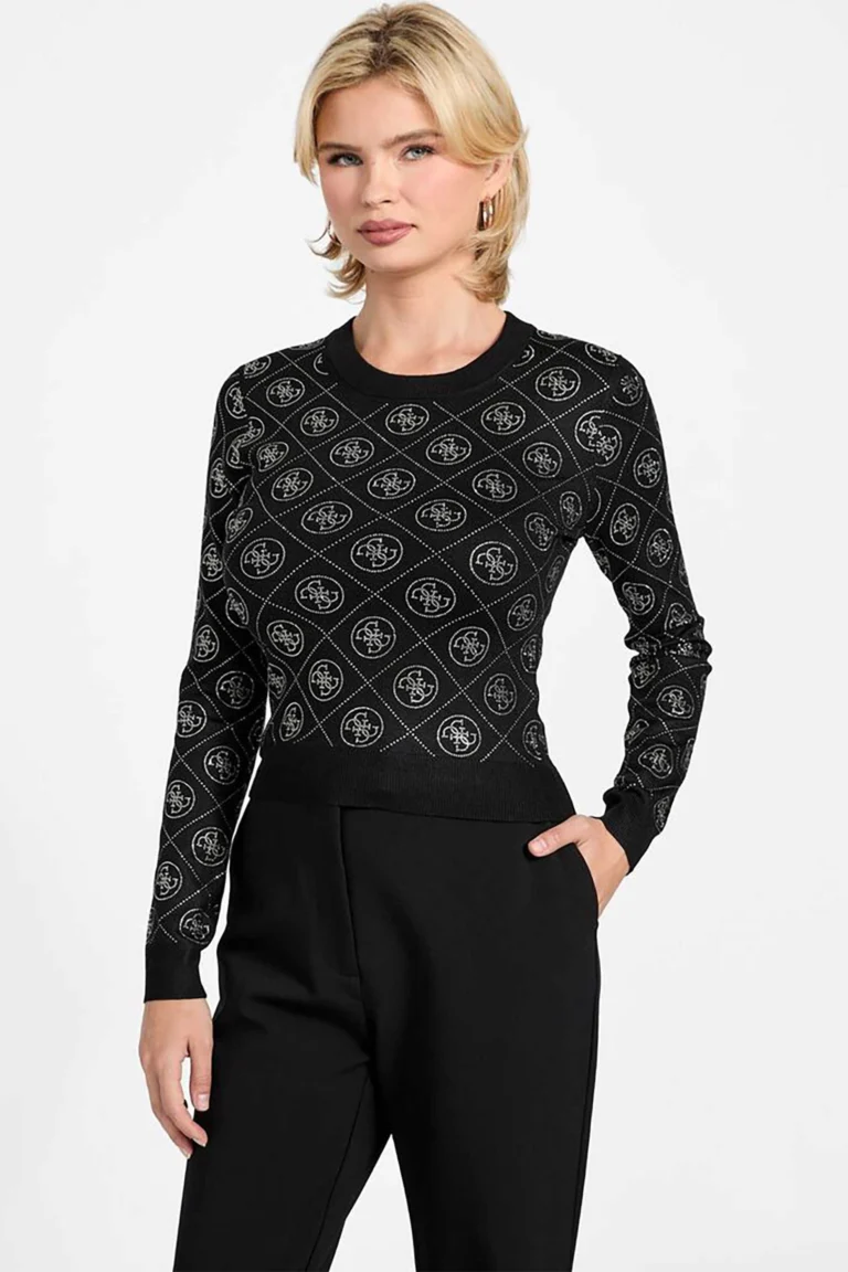 Guess γυναικείο πουλόβερ με all-over logo print – W6RR66Z3JD2 Μαύρο – 60,00 € | Notos.gr