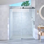 TEMU 57-60″ W X 76″ H Semi-frameless Bypass Shower Door | Double Sliding, 1/4″ Tempered Glass For Walk-in Shower | Matte Black Finish – $270,26 | Temu